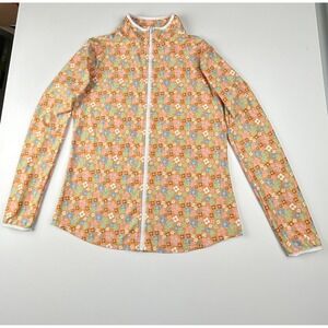 Smith & Quinn Weezie Women's Orange Floral Print Full Zip Jacket Size S